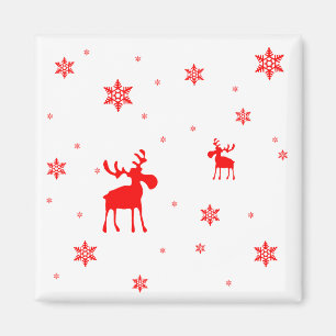 Modern enkel röd moose Snöflingor Magnet