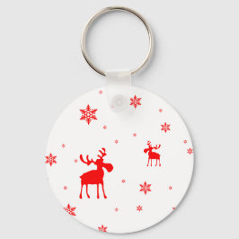 Modern enkel röd moose Snöflingor Nyckelring
