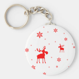 Modern enkel röd moose Snöflingor Nyckelring