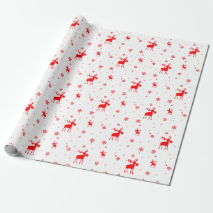 Modern enkel röd moose Snöflingor Presentpapper