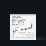 Modern Enkel Rolig Kantad Bröllopsmottagning Inbjudningar<br><div class="desc">Elegansen i en vacker serif-font kontrasteras med det avslappnade handskrivna skriptet som läser "gift sig!" i detta bröllopsinbjudan och tillkännagivande i ett. Använd mallfälten för att lägga till dina egna detaljer och ändra gärna färger,  typsnitt och layout på valfritt sätt!</div>