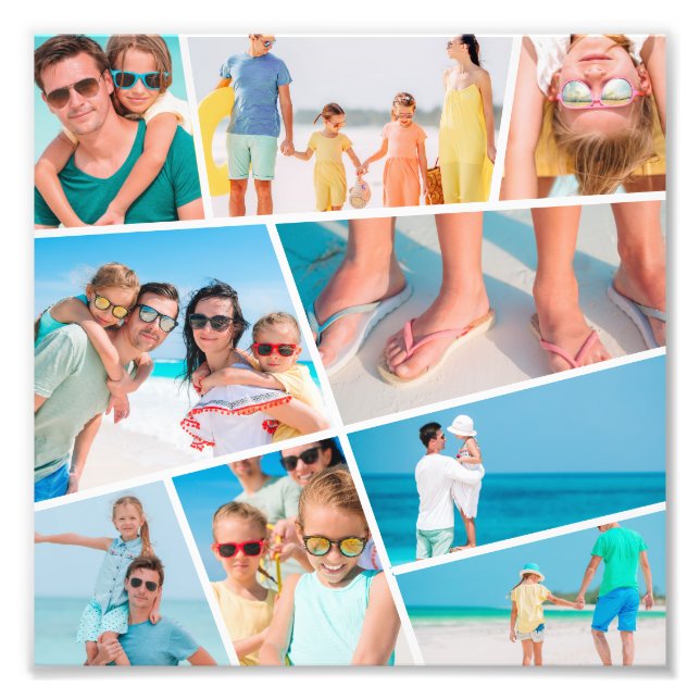 Modern enkel Roligt Anpassningsbar 9 Bilder Collag Fototryck (Framsidan)