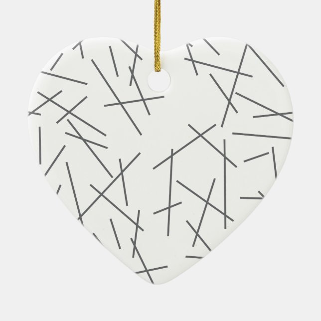 Modern, enkel, rörig, trendig grafisk linje mönste julgransprydnad keramik (Baksidan)