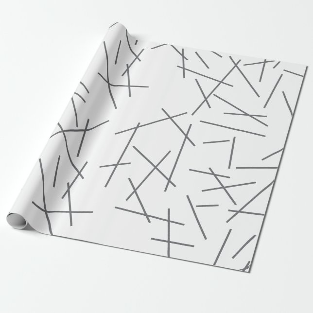 Modern, enkel, rörig, trendig grafisk linje mönste presentpapper (Utrullad)