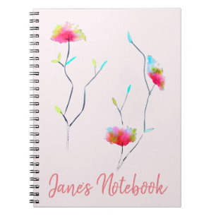 Modern enkel rosa blomma japansk inspirerad konst anteckningsbok