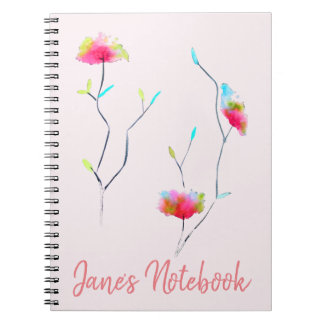 Modern enkel rosa blomma japansk inspirerad konst anteckningsbok