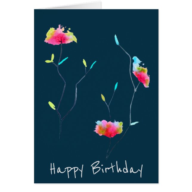 Modern enkel rosa blomma japansk inspirerad konst hälsningskort (Framsidan)