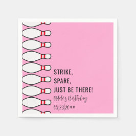 Modern enkel Rosa Bowling-Födelsedagsfest i alla å Pappersservett