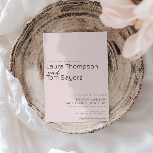 Modern Enkel Rosa Bröllopsinbjudan Inbjudningar (Skapare uppladdad)