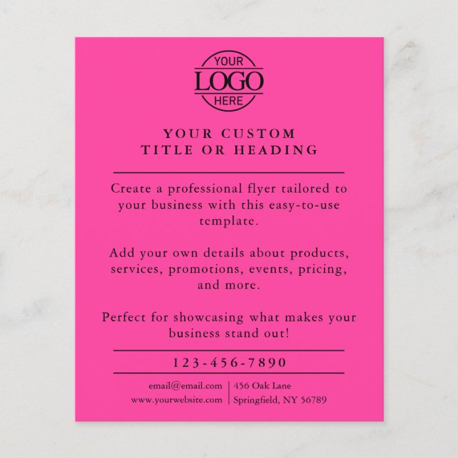 Modern enkel Rosa Business Logotyp - främjande Flygblad (Framsidan)
