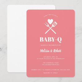 Modern enkel Rosa Girl Girl Girl BBQ Baby Shower Inbjudningar