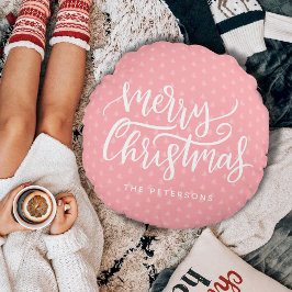 Modern enkel Rosa God jul Namn Rund Kudde