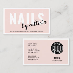 Modern enkel Rosa Gräns Logotyp Nagel Tech Visitkort