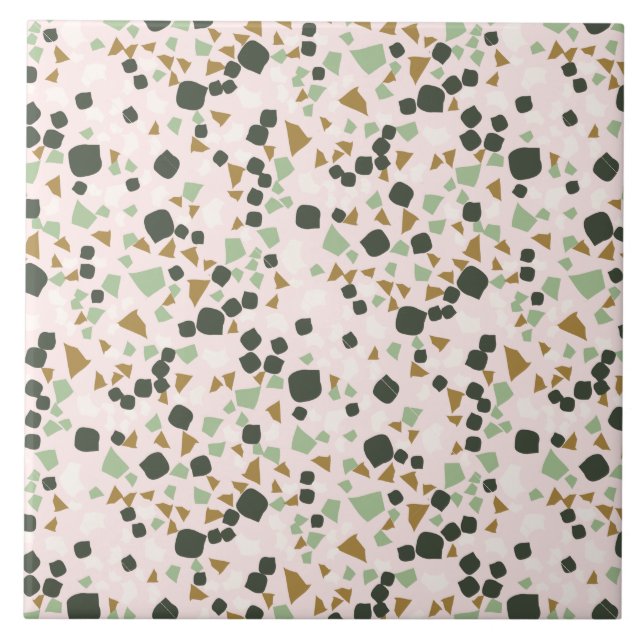 Modern Enkel Rosa Grönten Terrazzo Tile Kakelplatta (Framsidan)