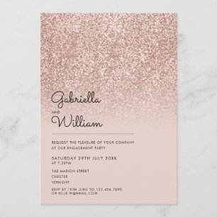Modern Enkel Rosa Guld Glitter Bröllopsfest Inbjudningar