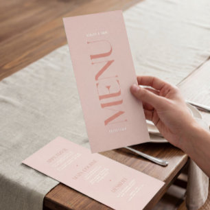 Modern enkel Rosa Kant Bröllop Menu Meny
