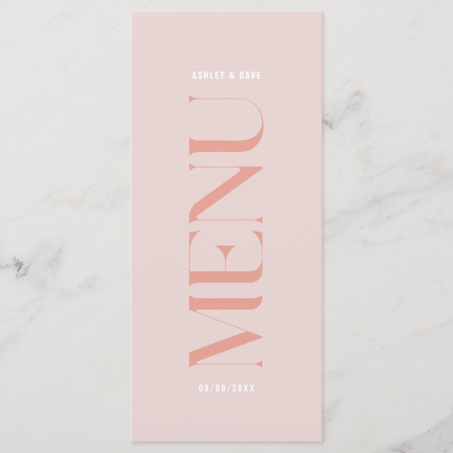 Modern enkel Rosa Kant Bröllop Menu Meny (Framsida)