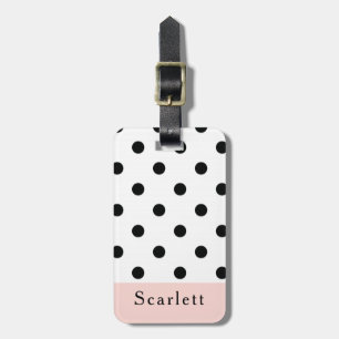 Modern enkel Rosa och svart polkadets punkt Bagagebricka