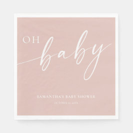Modern enkel rosa Oh Flicka babydusch Pappersservett