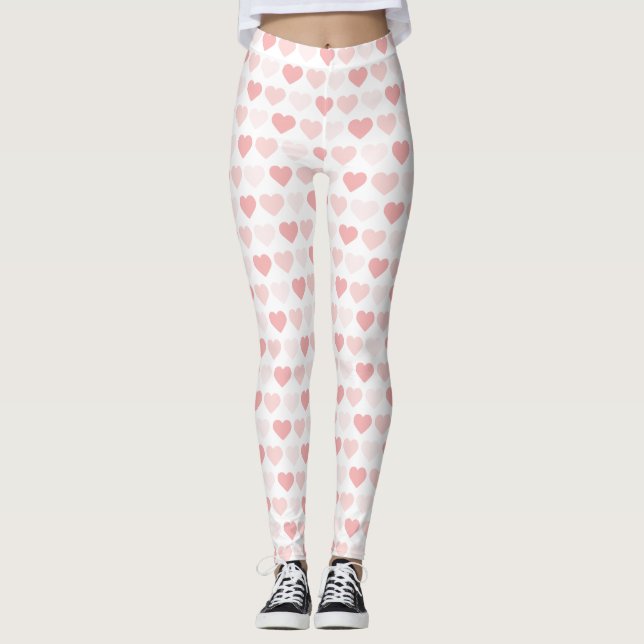 Modern enkel Rosa Peach Hearts Leggings (Framsida)
