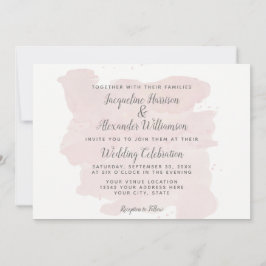 Modern enkel Rosa-penseldrag vattenfärgsTvätta Inbjudningar