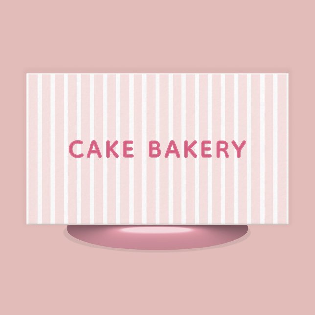 Modern Enkel Rosa Ränder Bageri Visitkort (Stylishly Personalize with Your Business Name & Contact Information.)