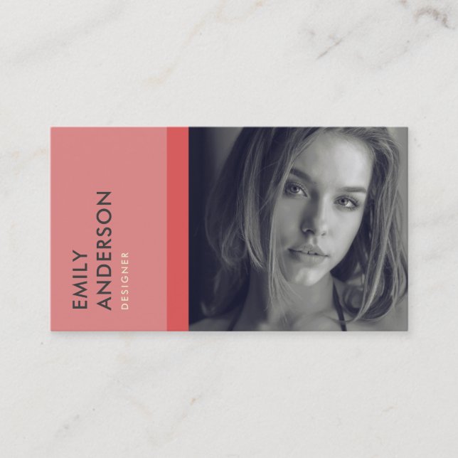 MODERN ENKEL ROSA RED PERSONAL FOTO IDENTITY VISITKORT (Framsida)