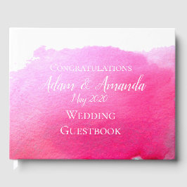 Modern enkel rosa vattenfärgsdel bröllop gästböcker