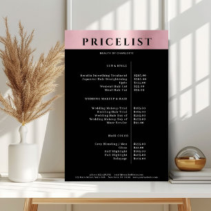 Modern Enkel Roseguld Salong Prislista Affisch