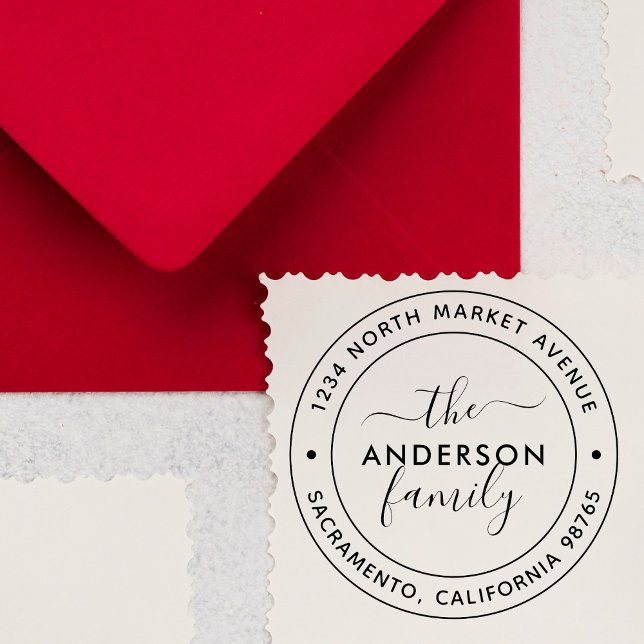 Modern enkel runda Returadress i skriptfamiljen Självfärgande Stämpel (Skapare uppladdad)