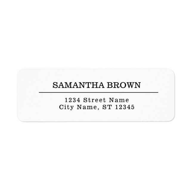 Modern enkel Rustic Black and White Returadress Etikett (Framsidan)