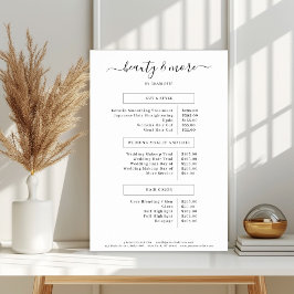 Modern Enkel Salong Prislista Poster