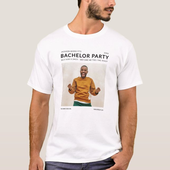 Modern Enkel Sängkammarfest Foto T Shirt (Framsida)