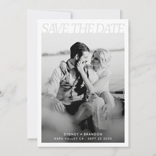 Modern Enkel Save the Date 2 Foto Bröllop  Spara Datumet (Framsida)