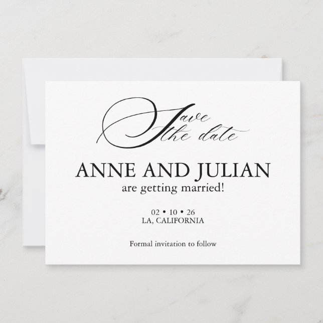 Modern enkel Save the date-kort med bakre foto (Framsida)