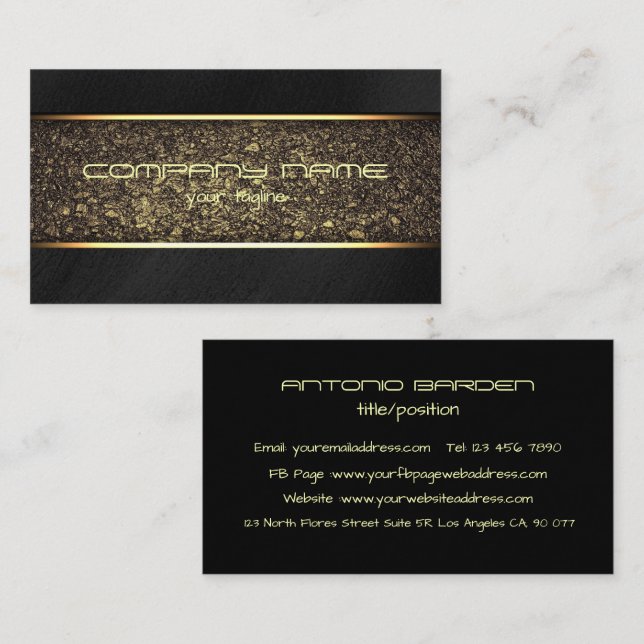 Modern enkel Shine Metallic Guld och Black Visitkort (Fram/baksida)