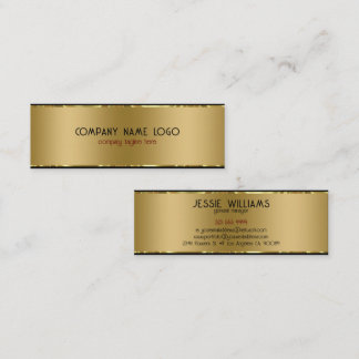 Modern enkel shiny Metallic Guld och Black Mini Visitkort