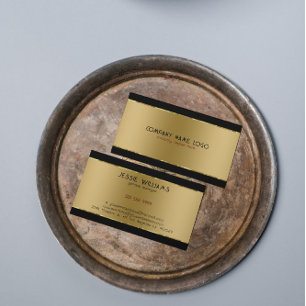 Modern enkel shiny Metallic Guld och Black Visitkort