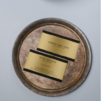Modern enkel shiny Metallic Guld och Black Visitkort