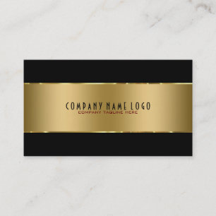 Modern enkel shiny Metallic Guld on Black Visitkort