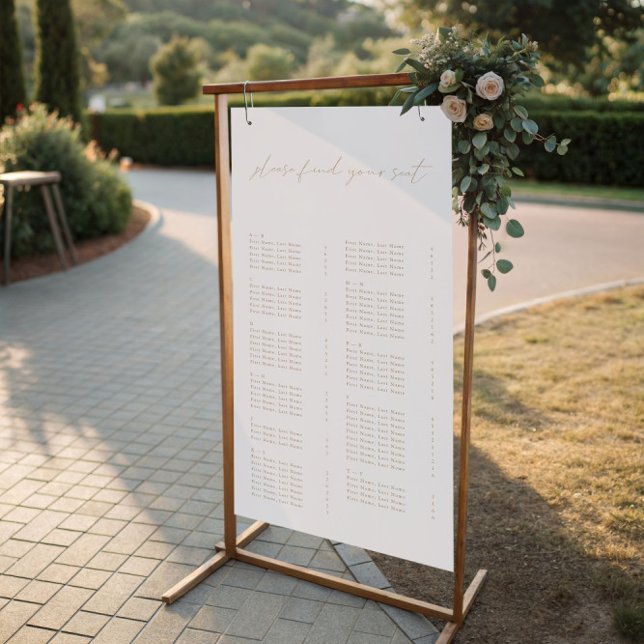 Modern enkel sittplatsplan för Elegant bröllop Poster (Modern Simple Elegant Wedding Seating Chart)