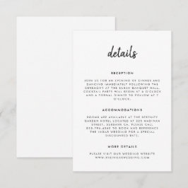 Modern enkel skrift, svart och vit Bröllop Tilläggskort