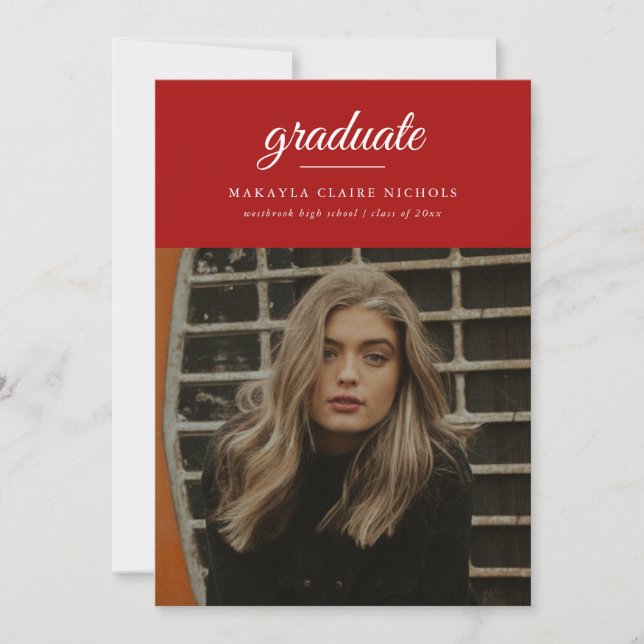 Modern enkel skrift två fotoröd Studenten Meddelande (Framsida)