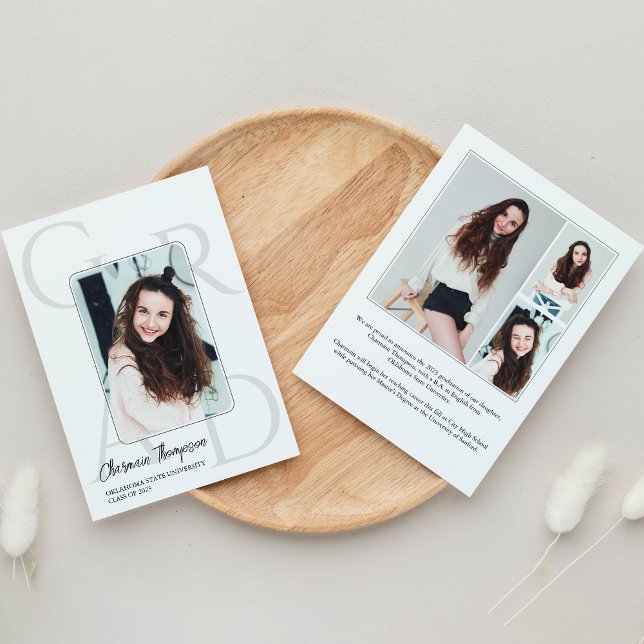 Modern enkel skript Fotokollage Studenten Inbjudningar (Skapare uppladdad)