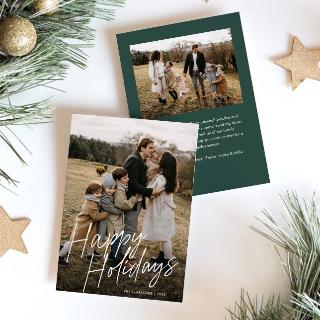 Modern enkel skript Glad jul 2 Foto Julkort (Skapare uppladdad)