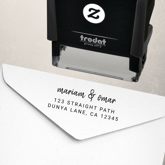 Modern Enkel Skript Namn Bröllop Returadress Självfärgande Stämpel (Skapare uppladdad)