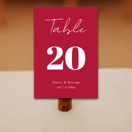 Modern enkel skript Viva-Magenta - minimalt Bröllo Bordsnummer