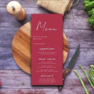 Modern enkel skript Viva-Magenta - minimalt Bröllo Meny