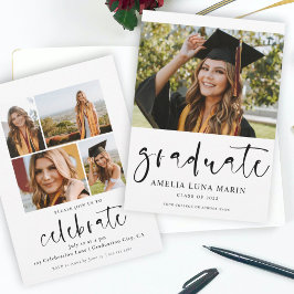 Modern enkel skriptfotoinbjudan till Studenten