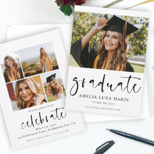 Modern enkel skriptfotoinbjudan till Studenten